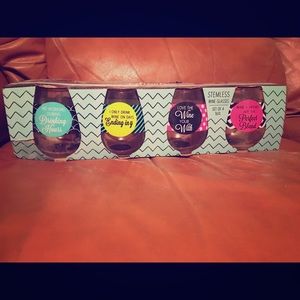 Two sets of wine glasses